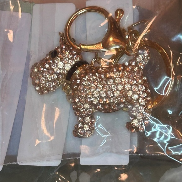 Rhinestone Dog Keychain Ring Bag Charm - Picture 3 of 5